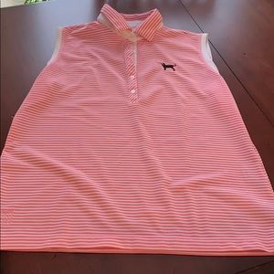 Ladies 1/4 button collared tank top